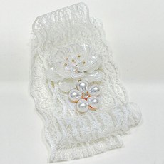 米東市集 新娘派對人造花珍珠棉花手鍊, 米色, 1個