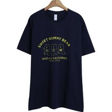 린다샵 여성용 통기성 가이누 라운드넥 베어 프린팅 오버핏 반팔 티셔츠 cpt12523k34