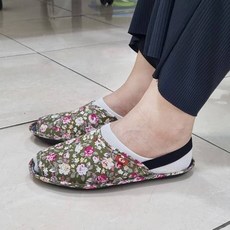 CushionMaru 花紋氣墊鬆緊帶室內鞋, 綠色, 1組