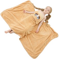 JOYMULTI MK幼兒用動物連帽浴巾, 1個, 棕色浣熊