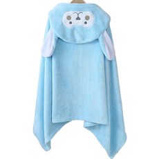 JOYMULTI 粉彩羊 嬰幼兒浴巾, 天藍色, 1個