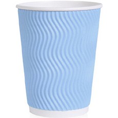 卡樂杯 三層隔熱波浪紋紙杯 天空藍 300ml, 1個