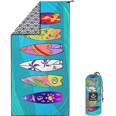 4monster 沙灘巾 收納袋 多用途 衝浪 超細纖維 大型 160 x 80 cm, 魚板, 1個