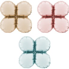 그라보벌룬 그라보 베이스 라운드 은박 풍선 3종 세트 26cm, 크림, 핑크, 블루, 1세트