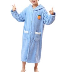 Starbean 兒童立體胡蘿蔔兔子連帽按扣浴袍 L, 1個, 藍色