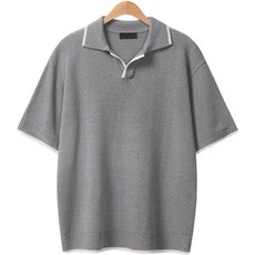 레이먼 남성용 세디 카라 배색 니트 반팔티