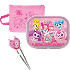 LE BARN 收服!迷你寶 孩童心型訓練筷+餐盤+餐袋組, 校準筷子+餐盤+蓋子+飯袋+矽膠圈, 混色