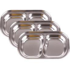 아이조움 스텐 2구 간식 접시 식판 3p, 단품