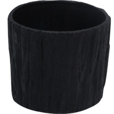 Clara 木紋塑膠花盆3入, 黑色