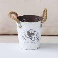 Bodybeau 復古鐵製古董花盆, 白色, 1個