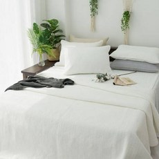 7mm條紋純棉水洗顏料枕套, 象牙白色