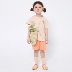 키즈꼬모 아동용 통기성 토끼 반팔 + 반바지 세트