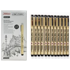 Dong-A Pms 光滑水性筆 12件裝, 黑色, 1組