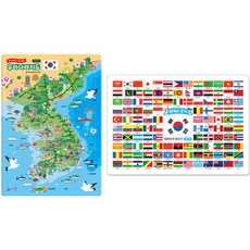 大型拼圖 韓國地圖 + 大型拼圖 世界國旗組合 修訂版, 知元出版