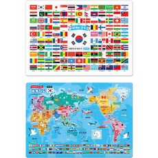 大型拼圖 世界地圖 + 大型拼圖 世界國旗組合 修訂版, 智園出版