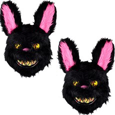 PARTYSHOW 獵奇殭屍面具 黑色兔子 2入, 混色, 1個