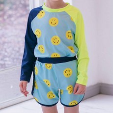 GOING KIDS 童款微笑印花防曬泳衣+短泳褲組