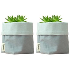 Good Shop 黃麻牛皮紙內襯防水復古設計花盆, 藍色棉麻