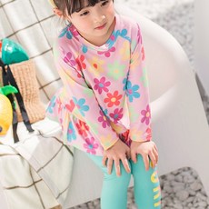 GOING KIDS 女童款花朵印花防曬泳衣+緊身長泳褲組