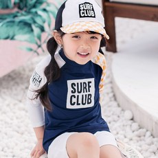 GOING KIDS 童款棋盤格紋拼接防曬泳衣+短泳褲+遮陽帽組