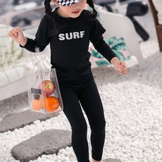 GOING KIDS 童款簡約防曬泳衣+緊身長泳褲組