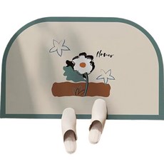 DM 單朵花繪圖腳踏墊, 混色, 1個