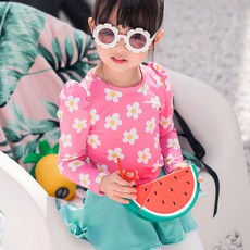 GOING KIDS 女童款花朵印花防曬泳衣+褲裙組