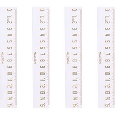 델리 누사인 ABS 눈금 자 15cm, 화이트, 4개