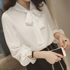 Elsso 蝴蝶結飾長袖雪紡衫