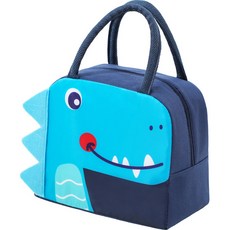 헬로키친 캐릭터 3D 입체 포인트 도시락 보냉백, 블루공룡, 1개