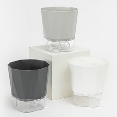 벨르 베이직 컬러 투명 자가급수 화분 소 3종 세트, 스노우화이트, 화이트그레이, 다크그레이