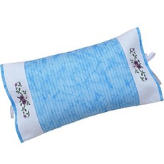 HINOKI ART 頂級扁柏迷你方塊顆粒豐基人造絲綁帶枕, 天藍色, 1個