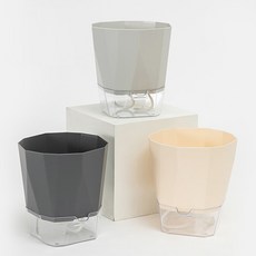 Belle Basic Color 透明自動澆水花盆 小 3件組, 象牙白, 白灰色, 深灰色, 1套