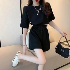 Black101 女性米特斯伊短袖短褲運動套裝 B234WF00098