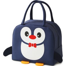 CHINADA 可愛動物造型保冷便當袋, 海軍藍 企鵝