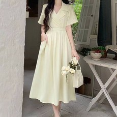 메이첼 모니어스 더블 카라넥 셔링 슬림 미디 원피스 02510 빅사이즈 포함