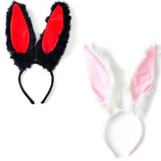 PARTYSHOW 超級Jumbo兔子髮箍2件組, 黑色, 白色, 1套