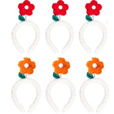 파티쇼 밍크 플라워 머리띠 2종 x 3p 세트, 레드, 오렌지, 1세트
