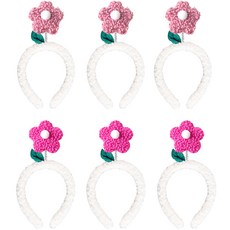 PARTYSHOW 水貂絨花朵髮箍 2款 x 3入組, 粉紅色, 玫瑰色, 1套