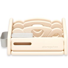 幼兒小花朵迷你前開式書架整理箱, 白色 + 灰色