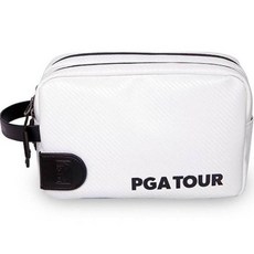 PGA TOUR 碳纖維鈔票夾雙拉鍊高爾夫手拿包, 白色