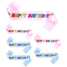 PARTYSHOW 生日彩色肩帶 2款 x 3入組, 淺粉色, 淺藍色, 1套