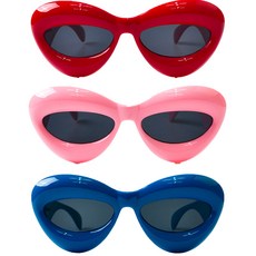 PARTYSHOW 時尚護目鏡派對眼鏡3件組, 紅色, 粉紅色, 藍色, 1套
