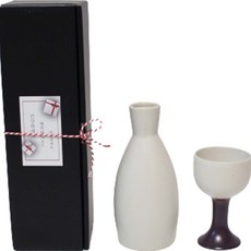 月鹽陶獨特單只酒瓶+酒杯套組 奶白色, 酒瓶+酒杯, 1組