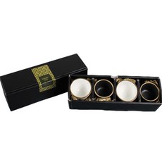 dalsogeum 24K金邊手工陶瓷酒杯4件組, 白色 + 黑色, 1組