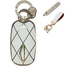 루루형제 제네시스 자동차 호환TPU 키케이스+번호키링+가죽스트랩, 크림화이트, AG-05