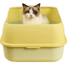 PASTEL PET 貓用寬敞空間貓砂盆, 黃色, 1個