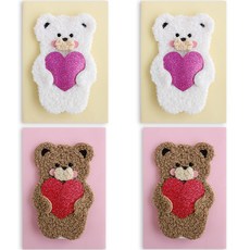 The Somssi 小熊愛心娃娃卡片 2款 x 2入組, 混合色, 1套