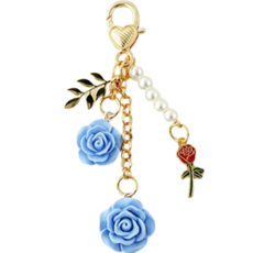 Onenough 玫瑰手工飾品鑰匙圈, 1個, 藍色