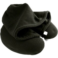 便攜式U型連帽頸枕, 黑色